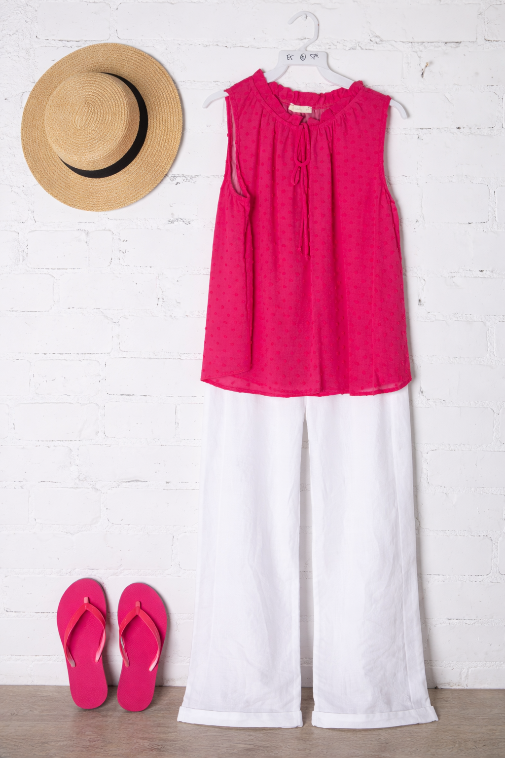 Emma Fuchsia Swiss Dot Lined Top