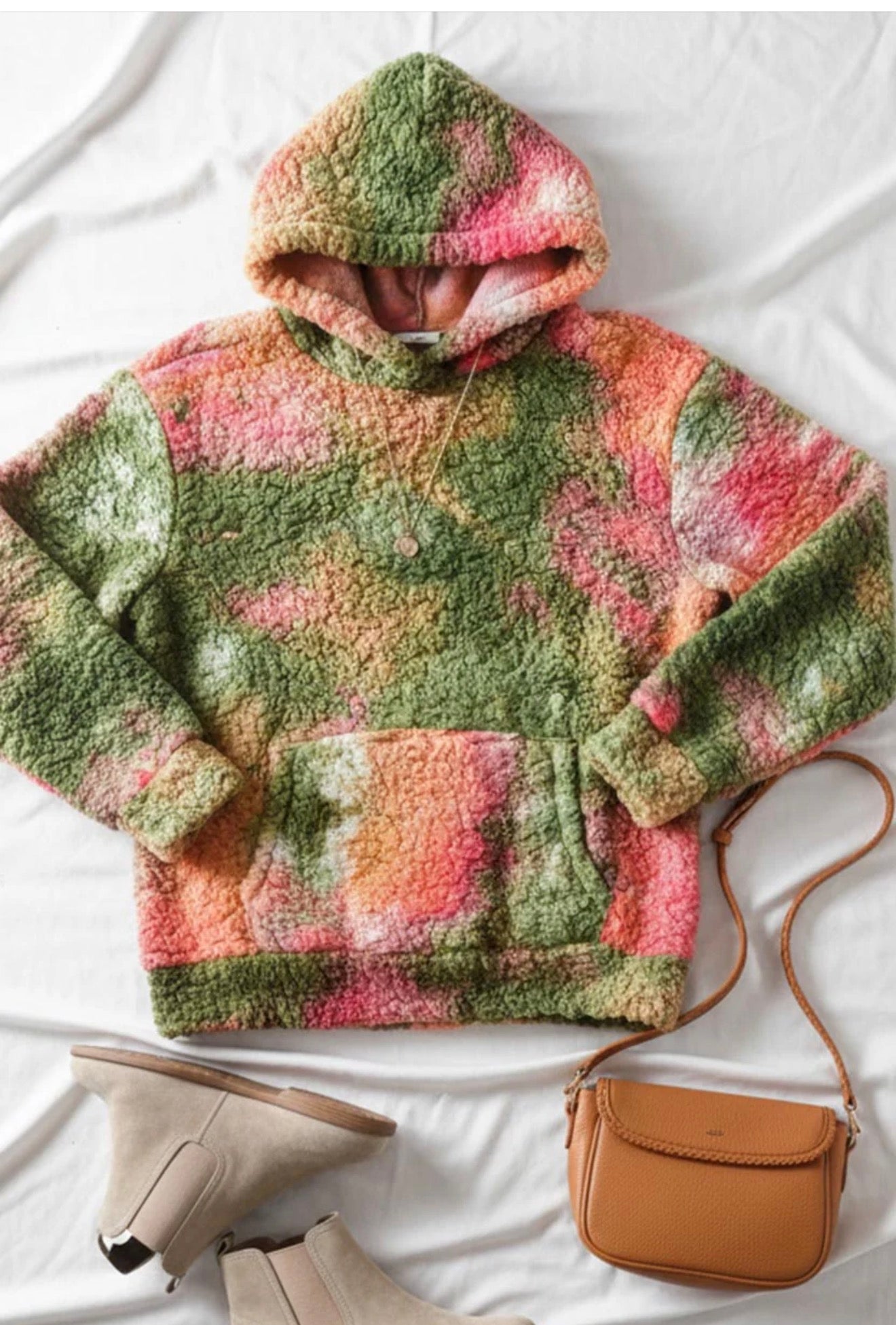 Margo Sherpa Fleece Tie Dye Hoodie
